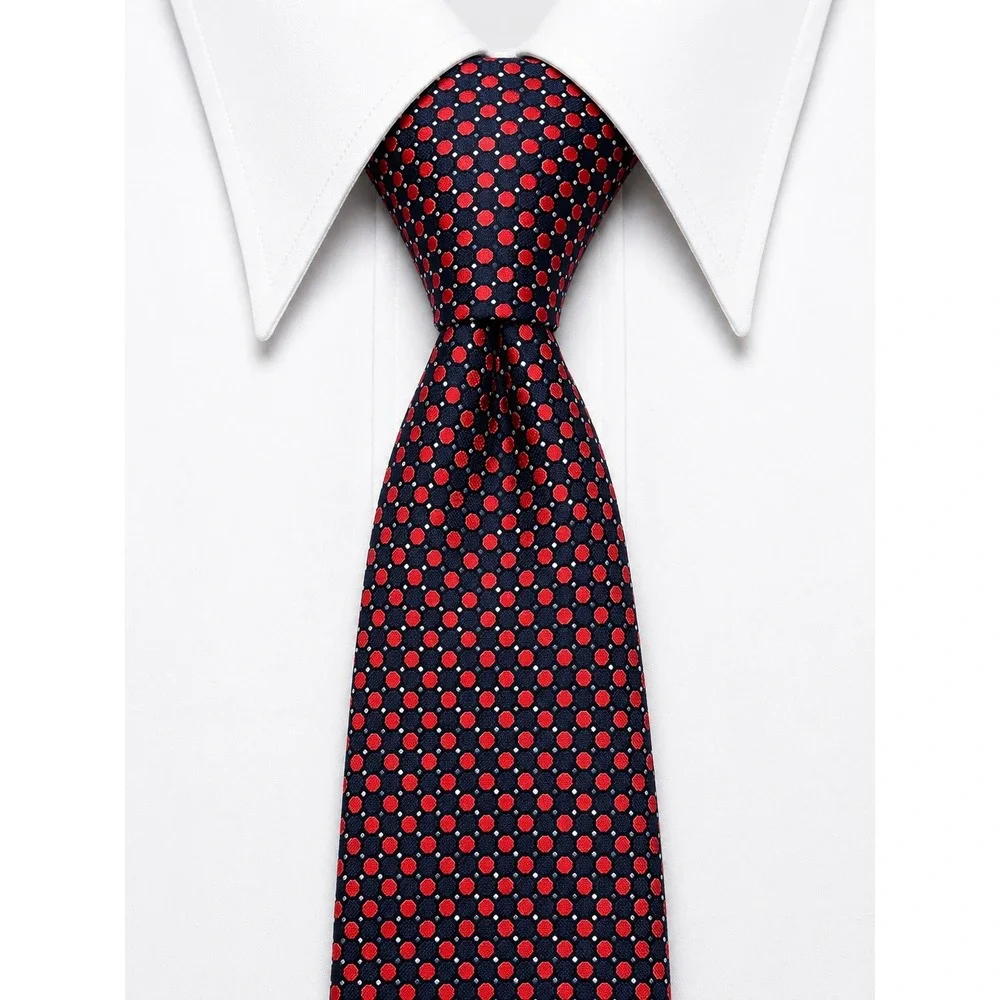 Brooks Brothers Makers Silk Tie Navy Red White Geometric Pattern USA Made